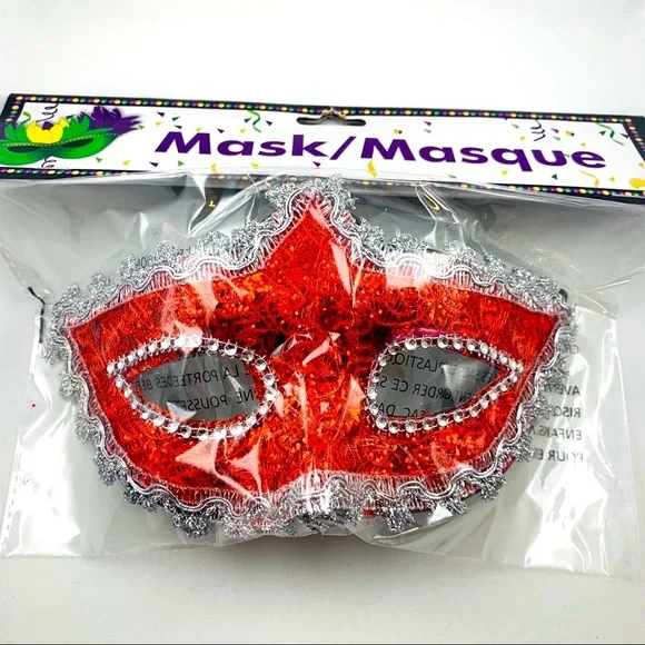 RED MARDI GRAS MASK NWT - Picture 2 of 4